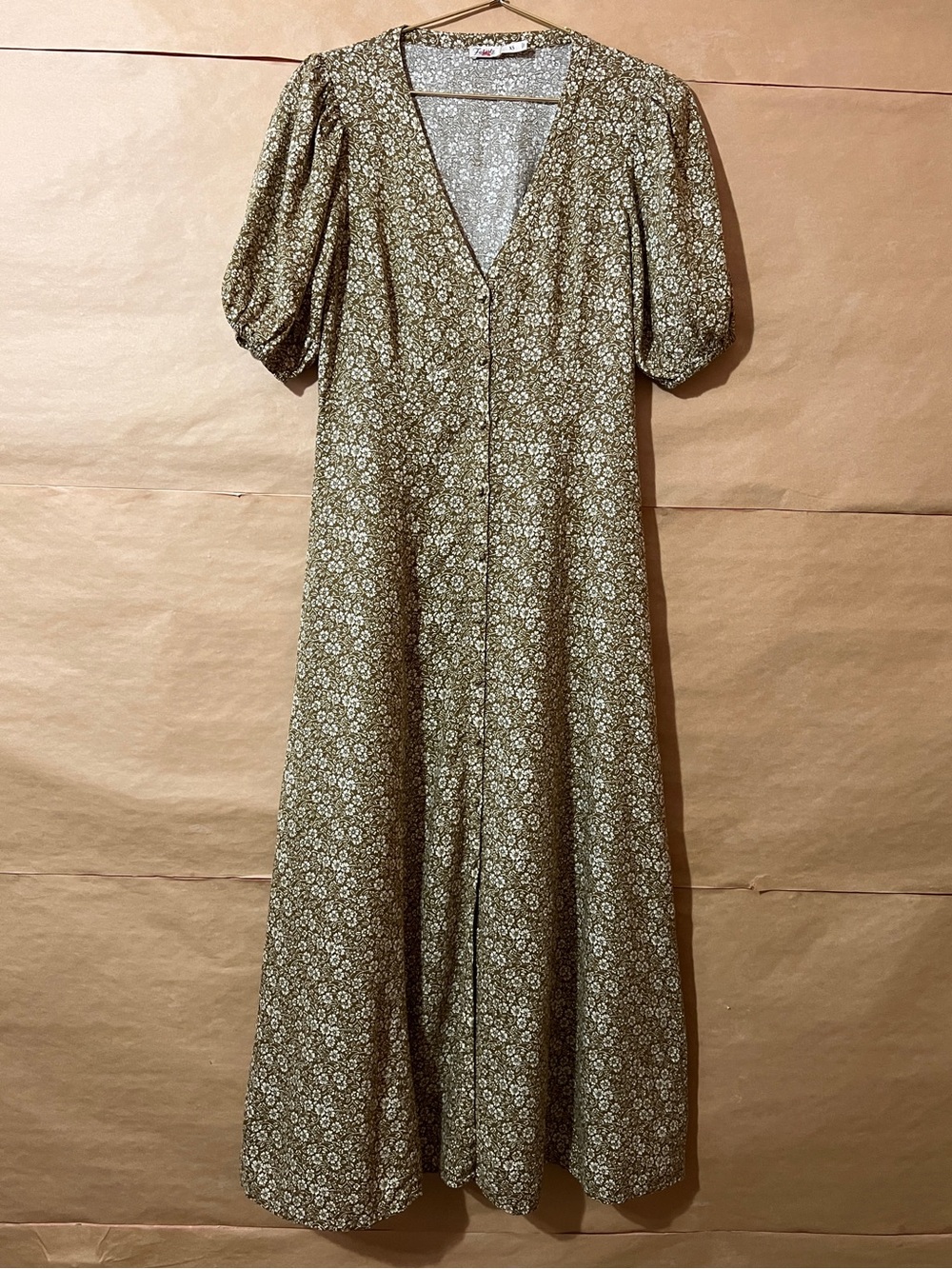 Faherty | Linen Havana Dress Butternut Ditsy Floral Button Front Midi Size XS